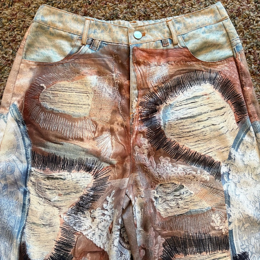 NWT Micas Abstract Patchwork Print High Rise Wide… - image 2